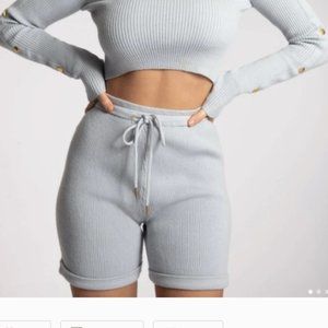 MESHKI Ribbed Drawstring Shorts